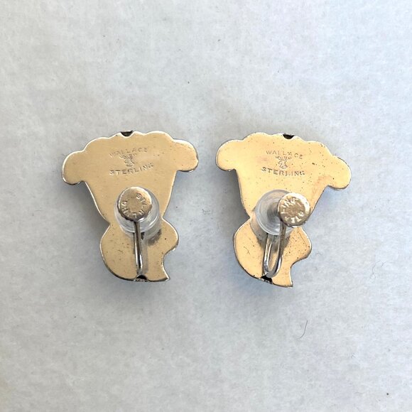 VTG Wallace Sterling Silver Hollow "Romance Of The Sea" Screwback Earrings - Picture 4 of 16